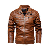 HARDLAND Men's Fashion Coat Leather Jacket Motorcycle Style